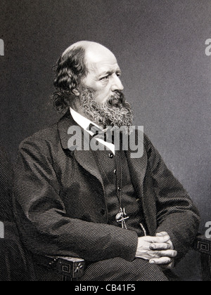 Antique engraving of Lord Alfred Tennyson FRS (1809-1892), English Poet Laureate Stock Photo