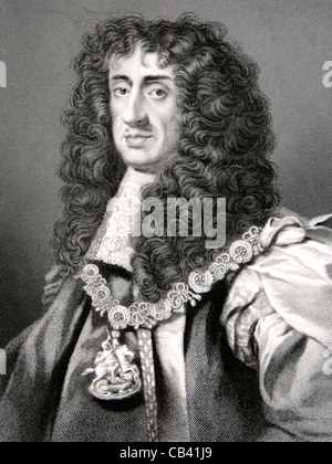 Antique engraving of King Charles II (1630-1685), King of England, Scotland and Ireland Stock Photo