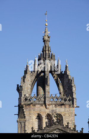 St Giles Cathedral Crown Spire, Old Town, High Street, Royal Mile, Edinburgh city centre, Scotland, UK