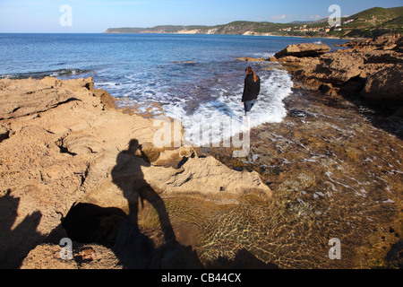 Sardinia, Cagliari, Italy, Costa Verde, coastline sea at Marina de Arbus, Punta Campu Sali Stock Photo