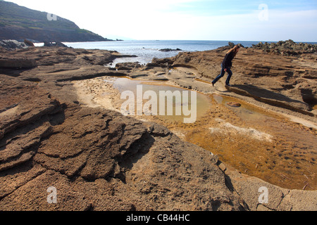 Sardinia, Cagliari, Italy, Costa Verde, coastline sea at Marina de Arbus, Punta Campu Sali Stock Photo