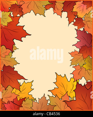 Illustration of autumn frame made in maples with effect bokeh - vector ...