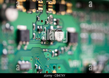 Main Printed circuit board with Electrical PCB connections a on Printed Circuit Board  Fire Installation. Stock Photo