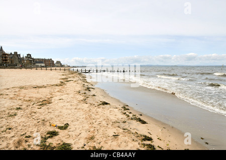 View of the beach at Joppa looking towards Portobello in Edinburgh, Scotland. Stock Photo