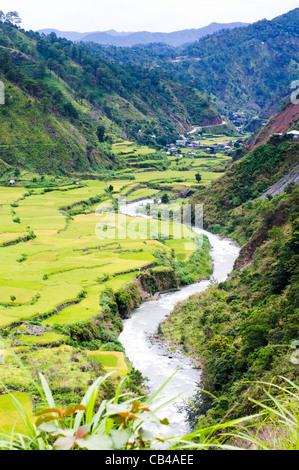 river running through a valley, in mountain province of philippines Stock Photo