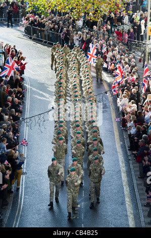Royal Marines Commando Logistic Regiment  homecoming parade, Barnstaple,  Devon, UK Stock Photo