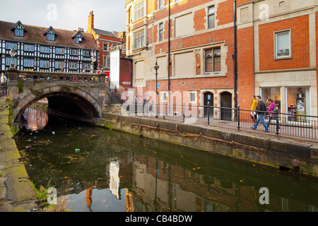 16th centure High Bridge - Lincoln, Lincolnshire, UK, Europe Stock Photo