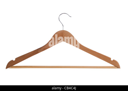 Single clothe hanger isolated on white background. Included clipping path, so you can easily cut it out and place over the top of a design. Stock Photo