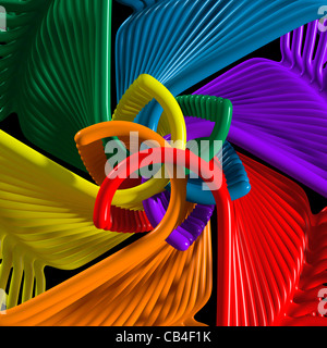 Coat hangers making a colored kaleidoscope design Stock Photo