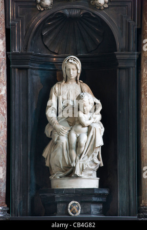The marble sculpture The Madonna of Bruges by Michelangelo in the Church of Our Lady, Bruges, Belgium Stock Photo