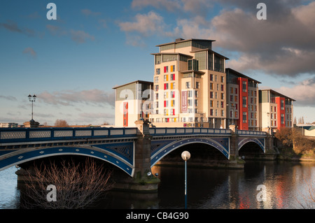 Railto Court and Victoria Bridge, Stockton on Tees. Stock Photo