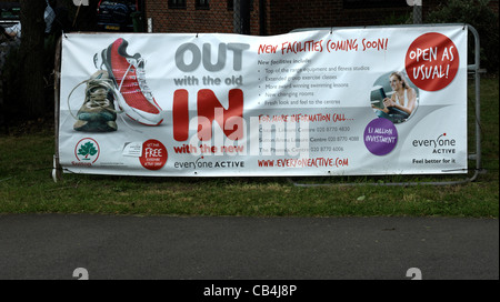 Cheam Surrey England Sign Outside Cheam Leisure Centre After Refurbishment Stock Photo