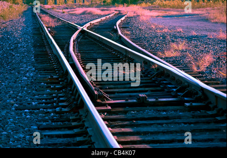 Mainline Rail Switch at Dawn Stock Photo