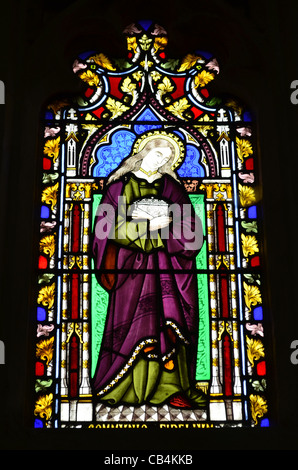 Stained glass window, St. Mary's Church, Kempsford, Gloucestershire, Cotswolds, UK Stock Photo
