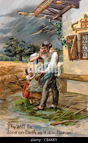 The Lord's Prayer On A Religious Postcard 'Thy Will Be Done On Earth As It Is On Heaven' Stock Photo