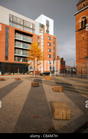 Cutting Room Square and the Ice Plant building, Ancoats, Manchester, England, UK Stock Photo