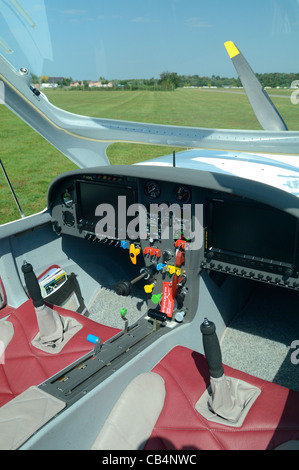 Cockpit of small sport European LSA Aerospool Dynamic Turbo plane Stock Photo
