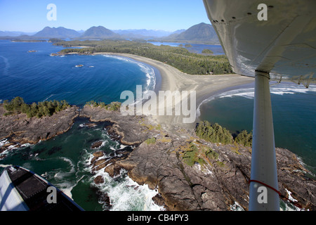 View of Tofino by floatplane on Vancouver Island in British Columbia, Canada Stock Photo