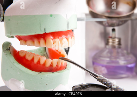 Dental lab articulator and equipments for denture Stock Photo