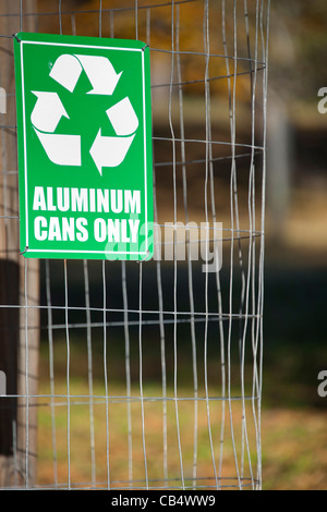 Recycling Sign Aluminum Cans Only Stock Photo