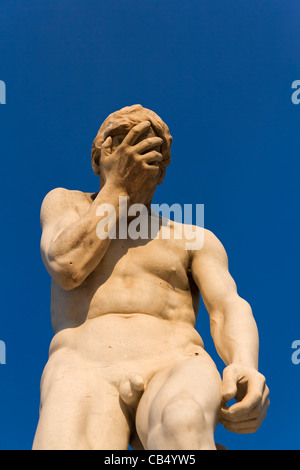 Statue of Cain after the killing of his brother Abel, by Henri Vidal, Jardin des Tuileries, Paris, France Stock Photo