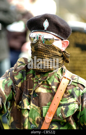 Member of the Real IRA attending 1916 Easter Rising commemoration in Londonderry, Northern Ireland. Stock Photo