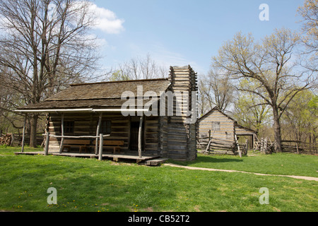 Pioneer cabin. Lincoln's New Salem State Historic Site, Illinois Stock ...