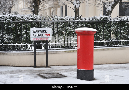 Warwick Avenue in winter, London, UK Stock Photo