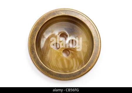 Big cloth button closeup on white background Stock Photo