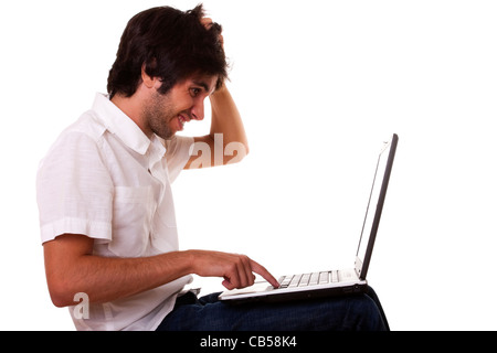 young men with problems with his computer Stock Photo