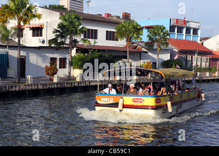 Afternoon boat cruise on the Melaka River. Melaka, Malaysia, Southeast Asia, Asia Stock Photo