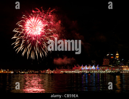 Fireworks on Canada Day in Vancouver Canada Stock Photo
