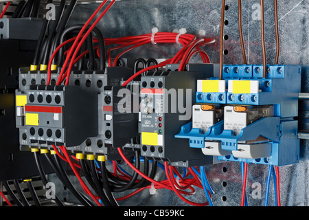 New control panel with static energy meters and circuit-breakers (fuse) Stock Photo