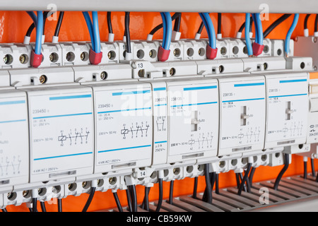 New control panel with static energy meters and circuit-breakers (fuse) Stock Photo