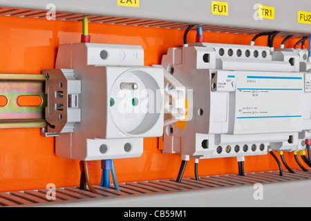 New control panel with static energy meters and circuit-breakers (fuse) Stock Photo