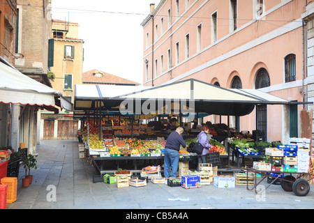 Part of Venice's Rialto fruit and vegetable market early in the morning Stock Photo