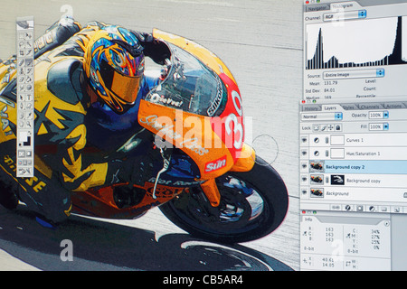 Photograph being edited in Adobe Photoshop. Original image at A185T7. Final image at A698YA Stock Photo