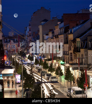 In Vichy, the street of Paris at night (Allier - Auvergne - France). Stock Photo