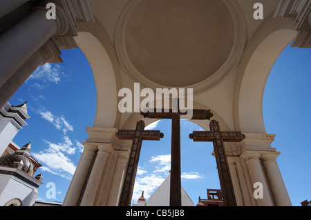 Our Lady of Copacabana cathedral in Copacabana, Bolivia Stock Photo