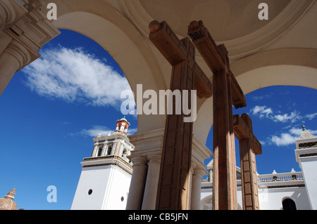 Our Lady of Copacabana cathedral in Copacabana, Bolivia Stock Photo