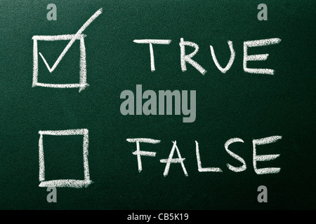 Questionnaire with two choices on green blackboard Stock Photo