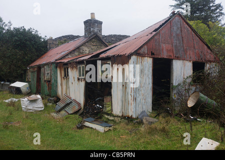 Ruined out-buildings behind church at Bunessan, Isle of Mull, Scotland. Stock Photo