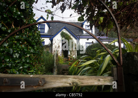 Lip na Cloiche, a garden, arts shop and bed+breakfast cottage run by Lucy McKenzie, near Ulva ferry, Isle of Mull, Scotland. Stock Photo