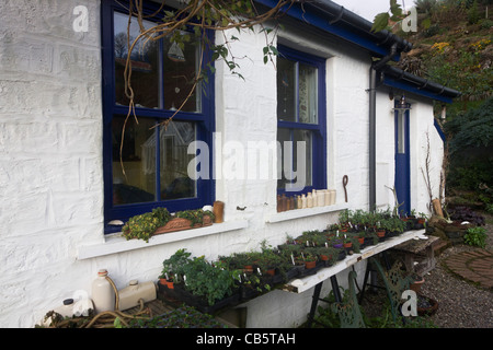 Lip na Cloiche, a garden, arts shop and bed+breakfast cottage run by Lucy McKenzie, near Ulva ferry, Isle of Mull, Scotland. Stock Photo