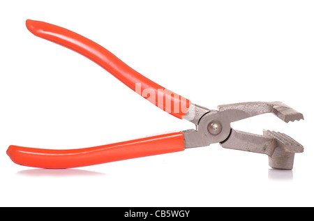 vintage canvas stretching pliers isolated over white, Stock image