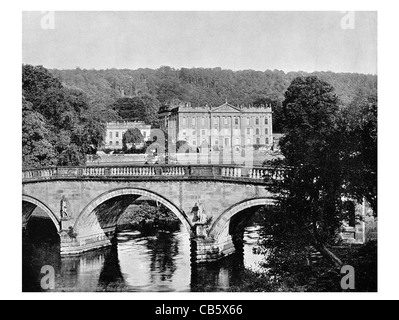 Chatsworth House bridge stately home Derbyshire England  Duke Devonshire Cavendish River Derwent neoclassical Stock Photo