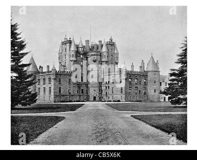 Glamis Castle Angus Scotland Lyon family A listed building main drive Stock Photo