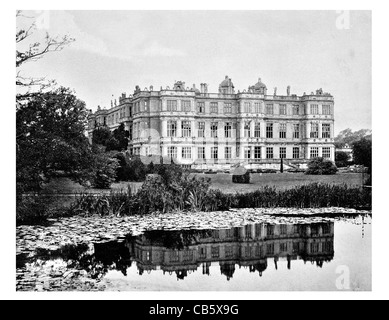 Longleat English stately home Marquesses Bath Somerset Elizabethan country house maze landscaped parkland safari park Zoo lake Stock Photo