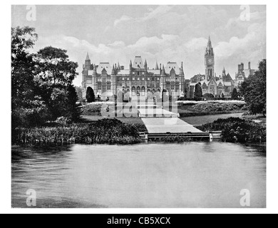 Eaton Hall country house Eccleston Cheshire England garden French château Gothic Revival Stock Photo