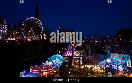 Edinburgh Christmas ice rink and Fun Fair, East Princes Street Gardens, Scotland, UK, Europe 2011 Stock Photo